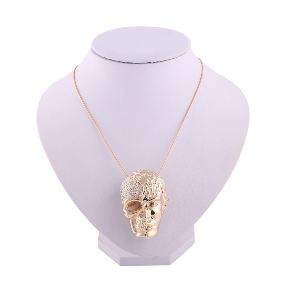 Wedding Gift Bijoux Jewelry Accessories for Men Women Skull Necklace Gold Skeleton Crystal Rhinestone Head Portrait Chokers