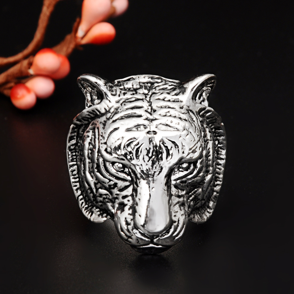 Smart ClayLucky Gothic Men's Biker Tiger Skull Skeleton Silver Bikers Ring Jewelry Accessories cnd
