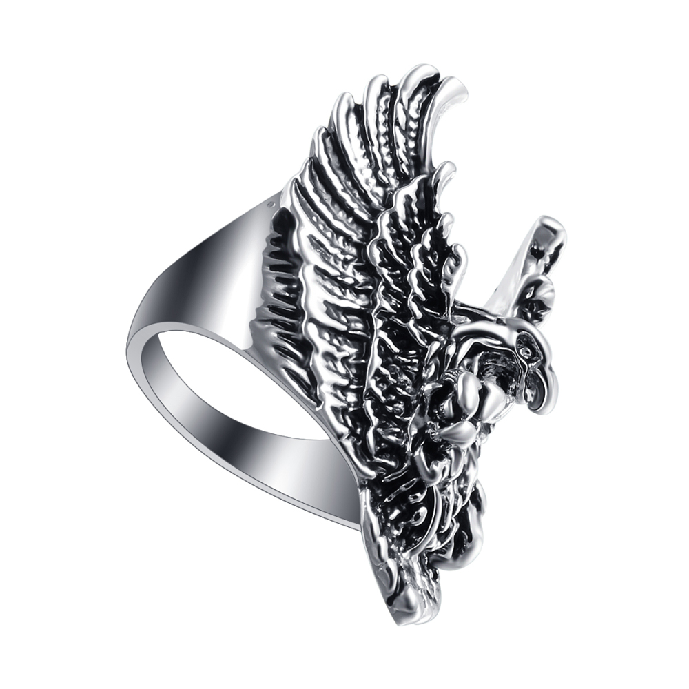 Graduation Hip Hop Rock Silver Large Adjustable Size Eagel Biker Couple Rings Wholesale Party Jewelry Accessories