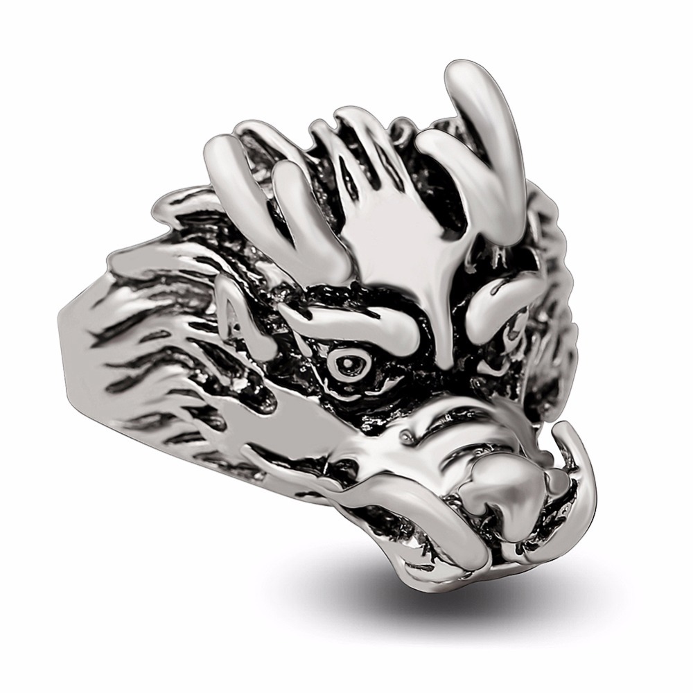 Graduation Stretch Tattoo Rock Roll Punk Bull Adjustable Big Silver Biker Couple Rings Men's Party Jewelry Accessories