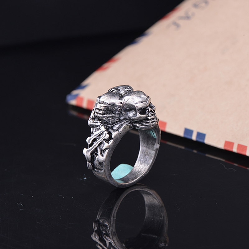 EVBEA Punk Rings Cool Hell Death Skull Ring Man Never Fade Punk Biker Man's High Quality Ring