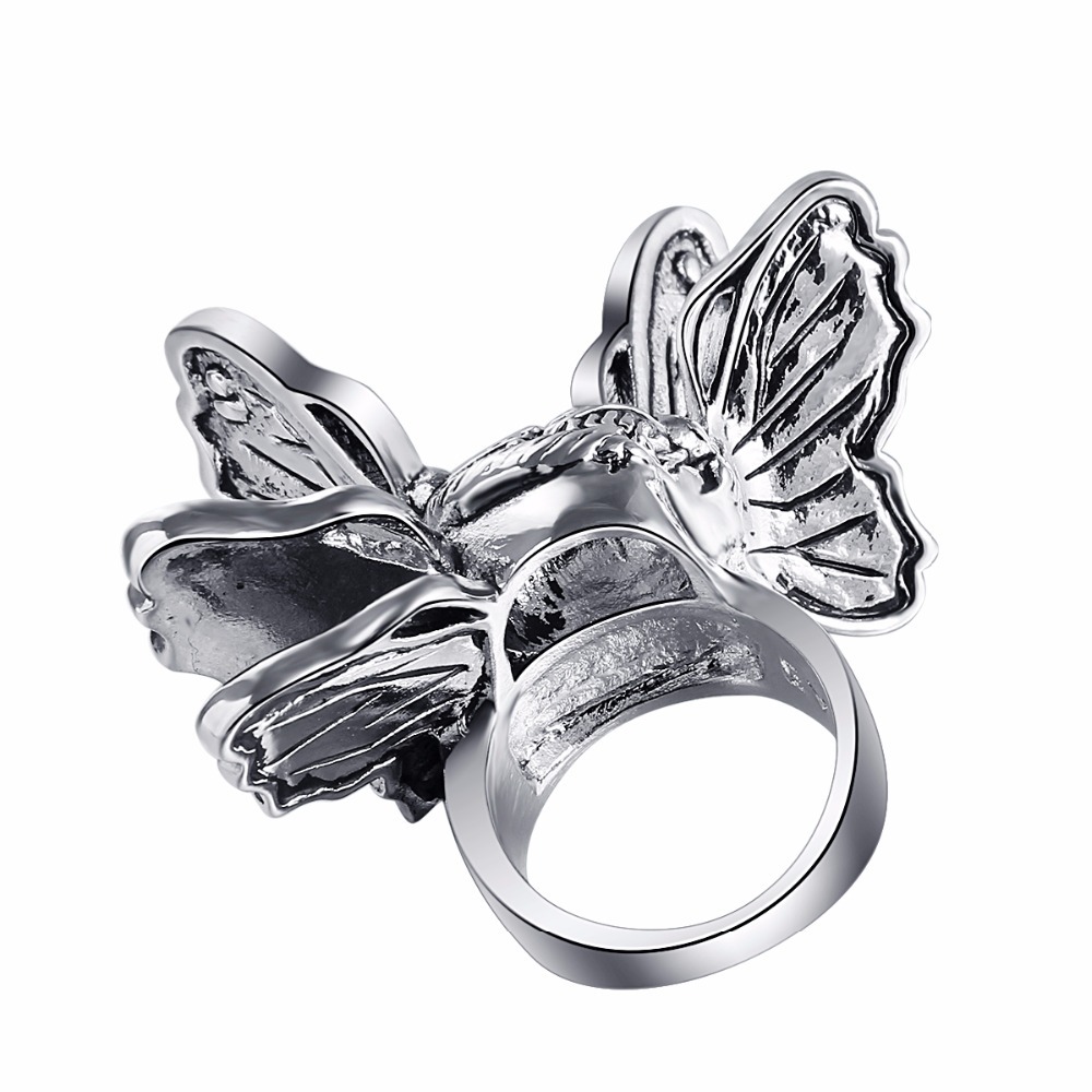 Male Perfume Taste Exaggerate Rock Roll Punk Skull Pirate Adjustable Silver Couple Rings Men's Party Jewelry Accessories
