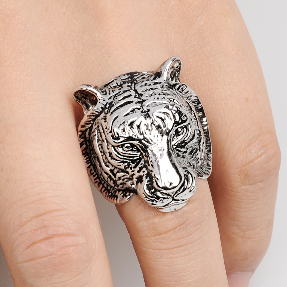 Smart ClayLucky Gothic Men's Biker Tiger Skull Skeleton Silver Bikers Ring Jewelry Accessories cnd