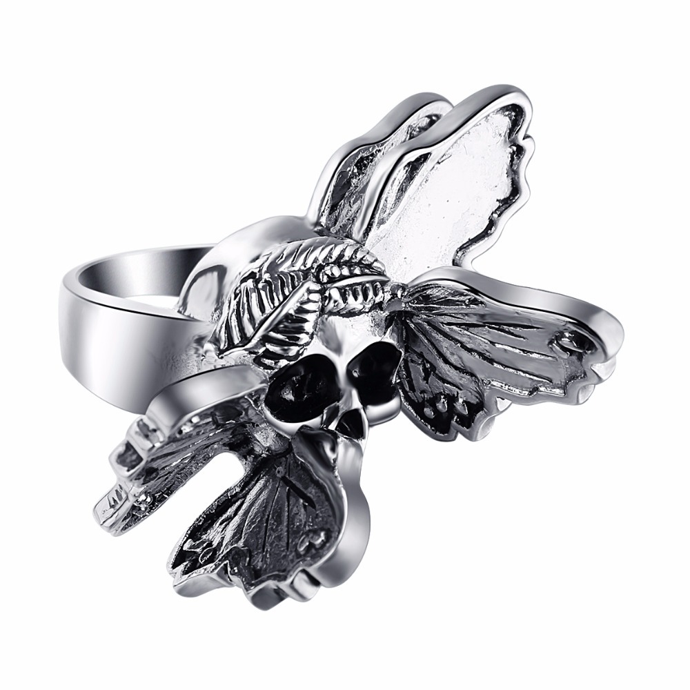 Male Perfume Taste Exaggerate Rock Roll Punk Skull Pirate Adjustable Silver Couple Rings Men's Party Jewelry Accessories