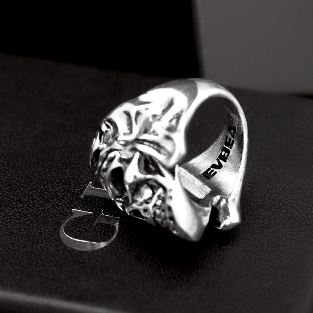 Black Friday Hottest Rock Roll kpop Silver Gothic Punk Skull Big Adjustable Rotating Bikers Bible Rings Men's & Boys' Jewelry