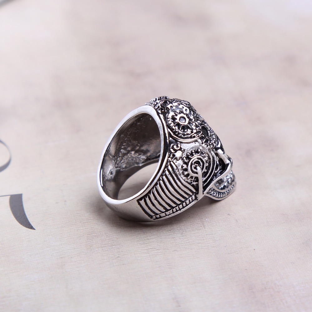 Black Friday Stretch Rock Roll Tattoo Punk Skull Adjustable Silver Couple Rings Men's Party Jewelry Accessories EVBEA R264