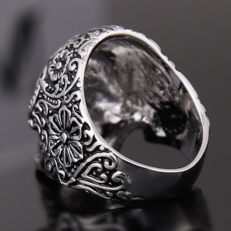 EVBEA Size 8~11 Mens Boys Silver Finger Rings Adjustable Punk Rock Roll Rings Polishing Hot Selling Skull Ring