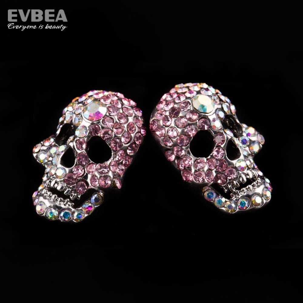 Acrilico Brincos Hip Hop Rock Punk  Silver Plated Skull Earrings Stud Women Fashion Jewelry Accessories