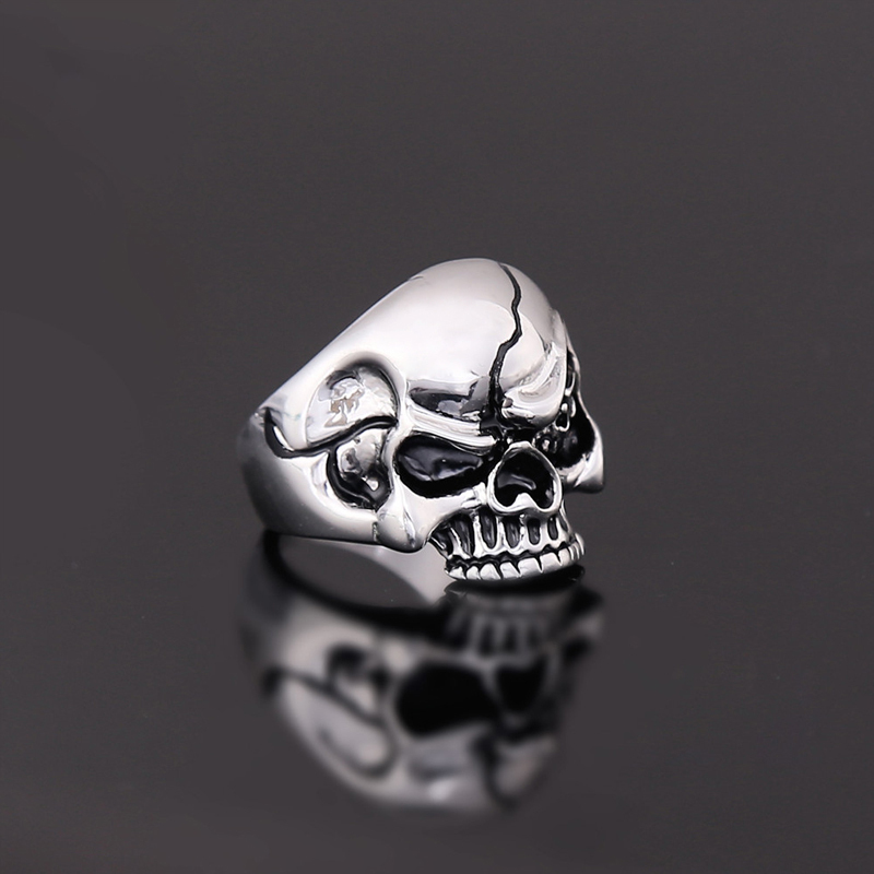 EVBEA Wholesale Cheap Cool Hell Death Skull Ring Man Never Fade Punk Biker Man's High Quality Punk Rock Ring