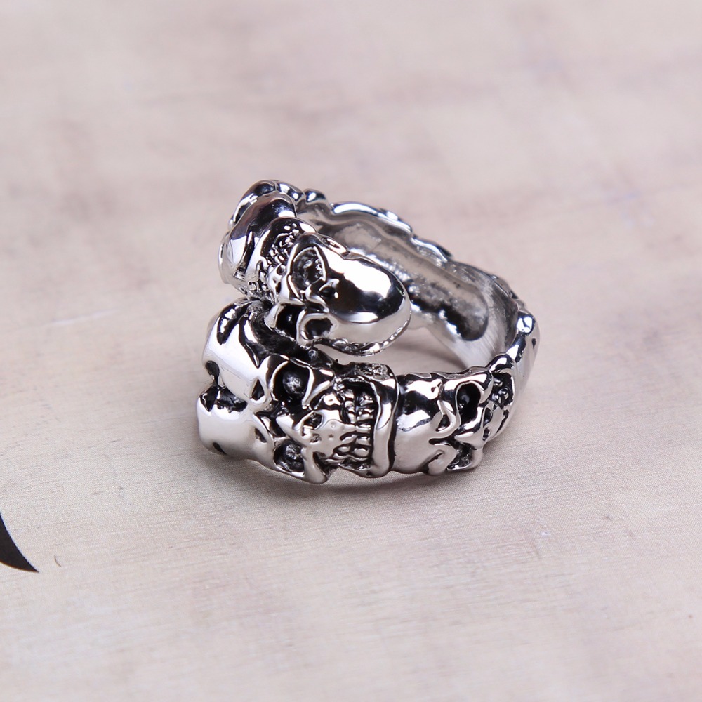 Titanium  Alloy EVBEA Rock Roll Punk Skull Animal Snake Silver Rings Men's Party Jewelry Accessories