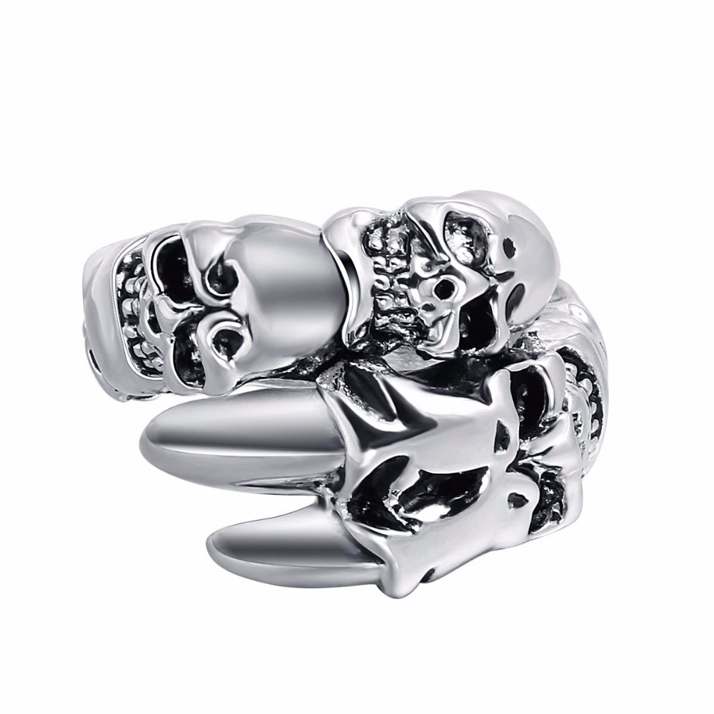 Titanium  Alloy EVBEA Rock Roll Punk Skull Animal Snake Silver Rings Men's Party Jewelry Accessories