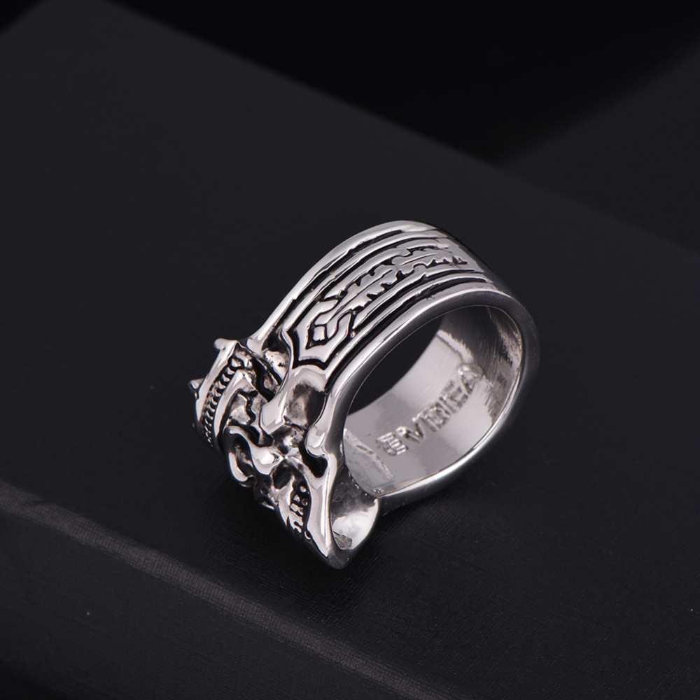 Tattoo Boho Rock Roll kpop Silver Gothic Punk Crown King Skull Big Rotating Bikers Bible Rings Men's & Boys' Jewelry