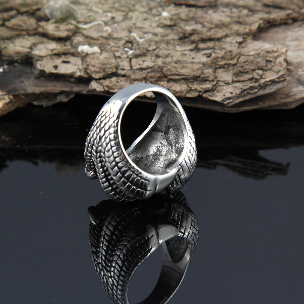 Punk Cool Hip Hop Rock Silver Punk Dragon Skull Big Adjustable Bikers Motorcycle Rings Men's & Boys' Jewelry
