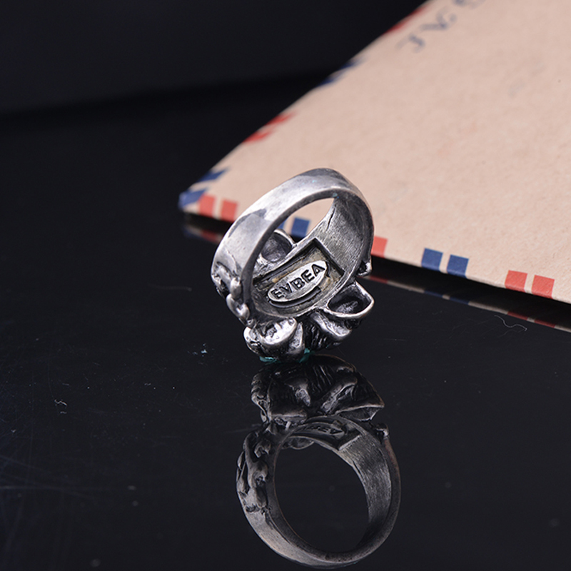 EVBEA Punk Rings Cool Hell Death Skull Ring Man Never Fade Punk Biker Man's High Quality Ring