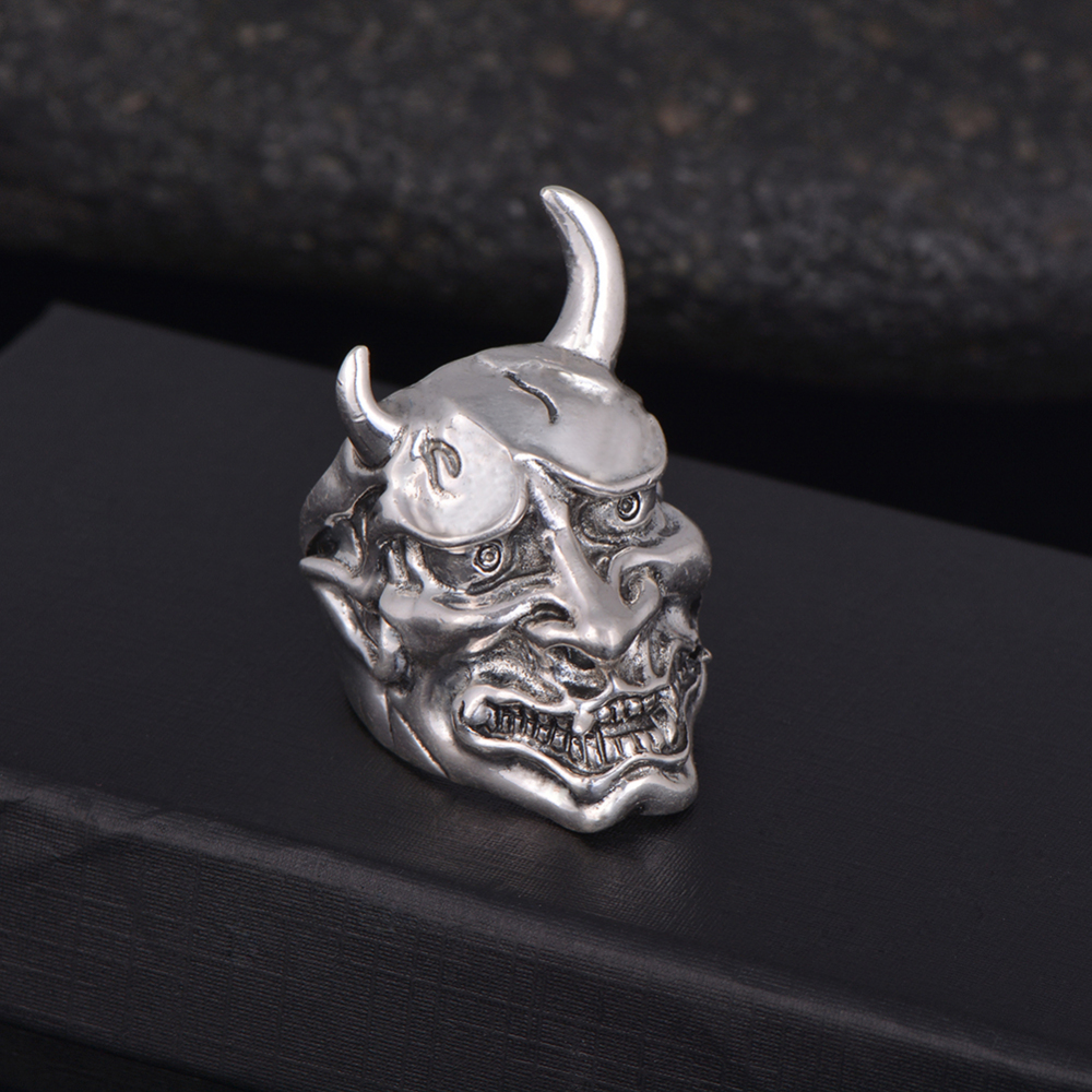 Racing Hip Hop Rock Silver Punk Skull Bull Big Adjustable Bikers Motorcycle Rings Men's & Boys' Jewelry