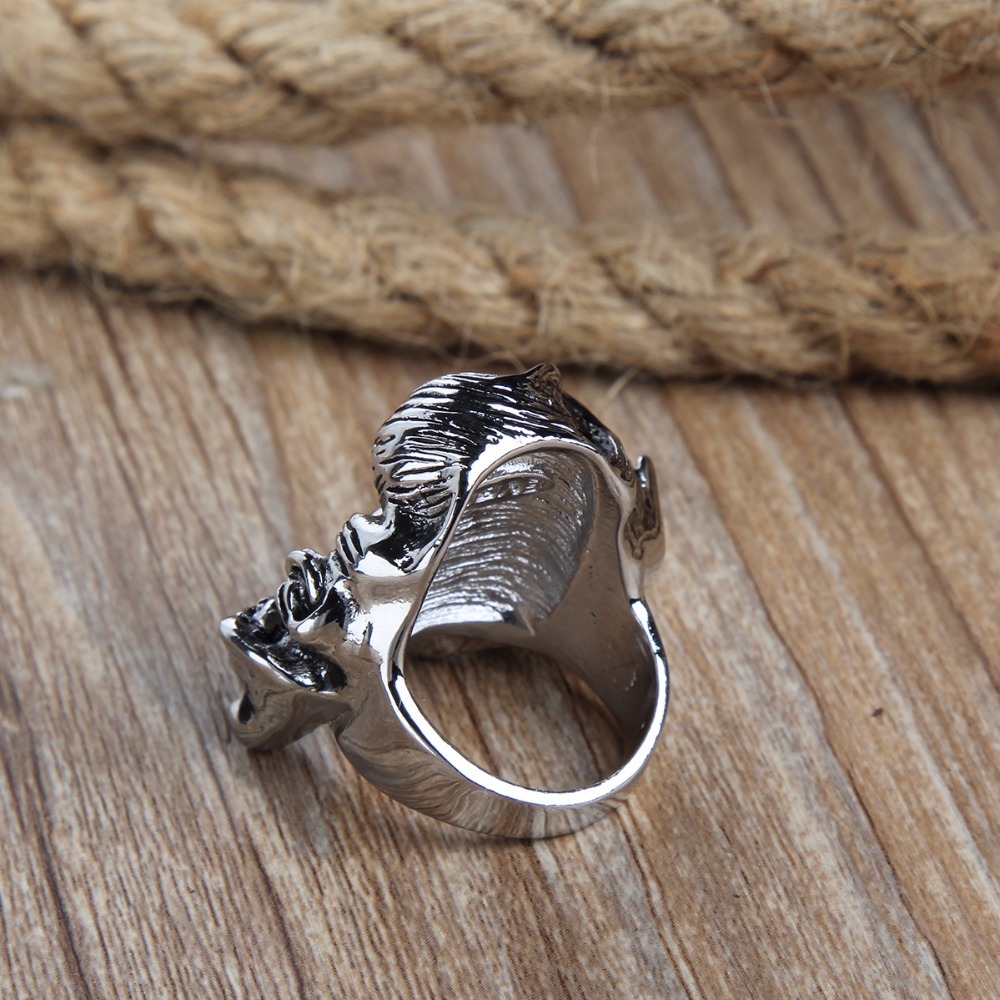 Graduation Stretch Exaggerate Rock Roll Punk Handsome Skull Adjustable Silver Couple Rings Men's Party Jewelry Accessories