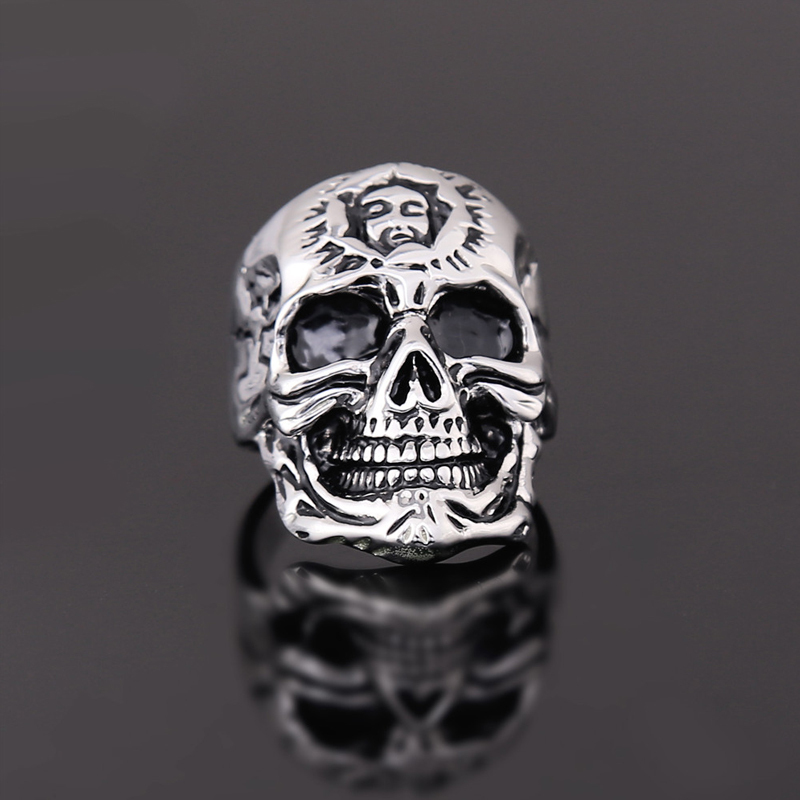 EVBEA Wholesale Cheap Cool Hell Death Skull Ring Man Never Fade Punk Biker Man's High Quality Ring R240