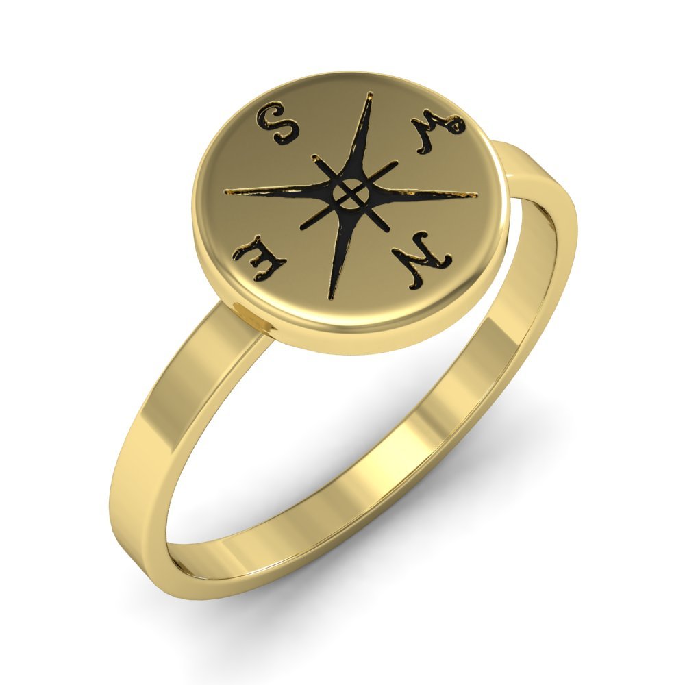 Gold Punk Women Outdoor Jewelry Ring The Original Custom Compass Journey Ring Customised Specially