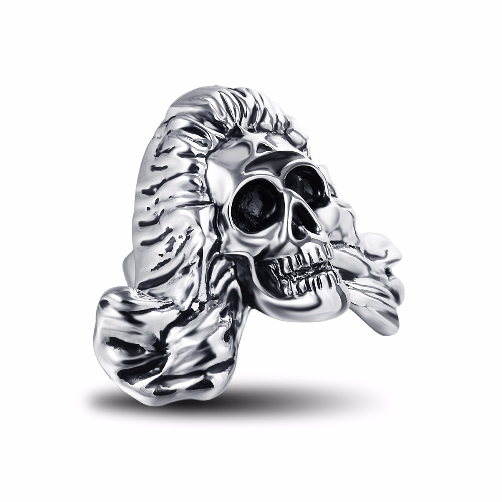Black Friday Stretch Hip Hop Rock Boho Silver Punk Skull Big Adjustable Bikers Motorcycle Cocktail Rings Men's & Boys' Jewelry