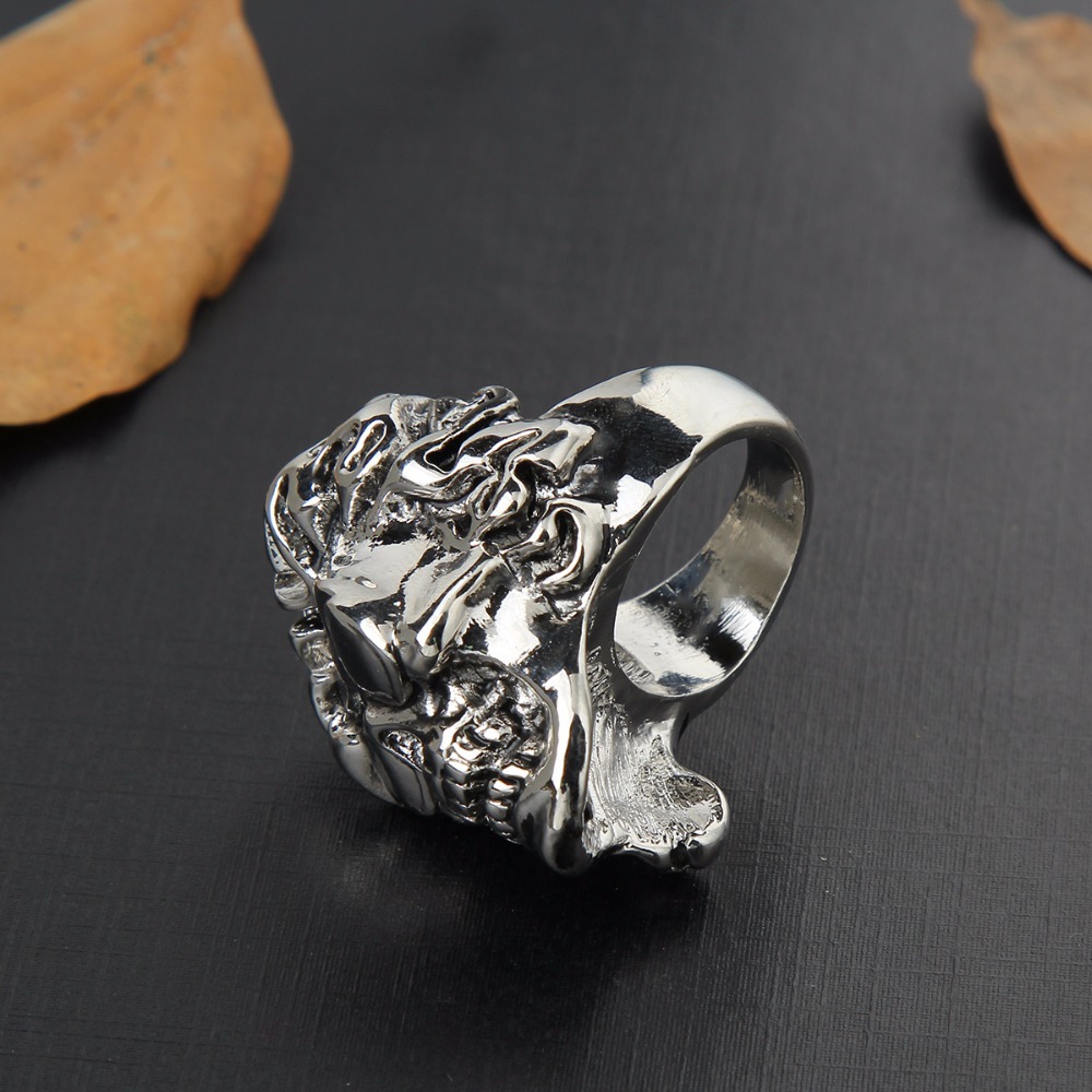 Father's Day Gift Hip Hop Rock Punk Skull  Adjustable Silver Plated Rings Bikers Motorcycle Men's & Boys'  Party Jewelry