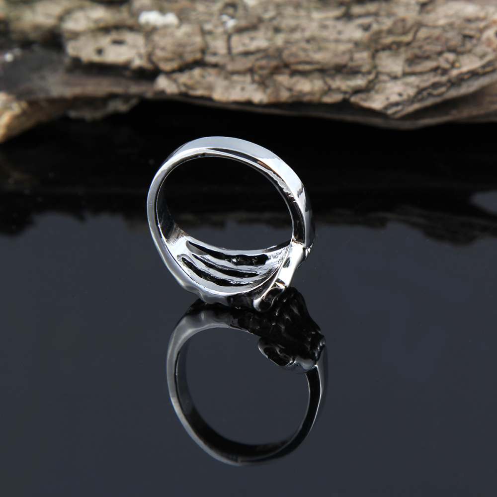 Black Friday Hip Hop Rock Silver Punk Skull Big Adjustable Bikers Motorcycle Rings Men's & Boys' Jewelry