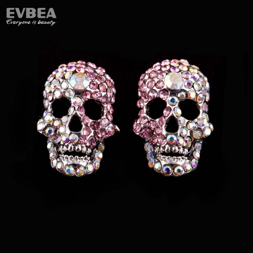 Acrilico Brincos Hip Hop Rock Punk  Silver Plated Skull Earrings Stud Women Fashion Jewelry Accessories