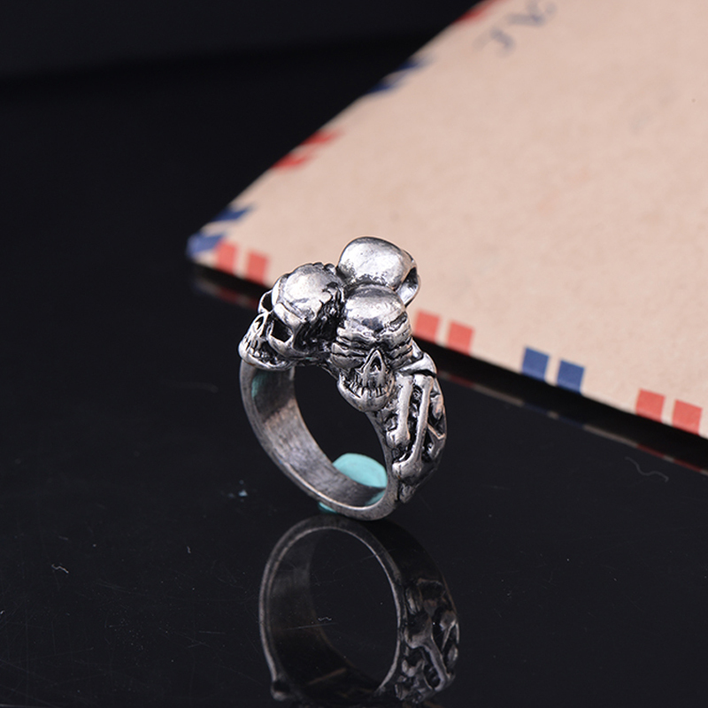 EVBEA Punk Rings Cool Hell Death Skull Ring Man Never Fade Punk Biker Man's High Quality Ring