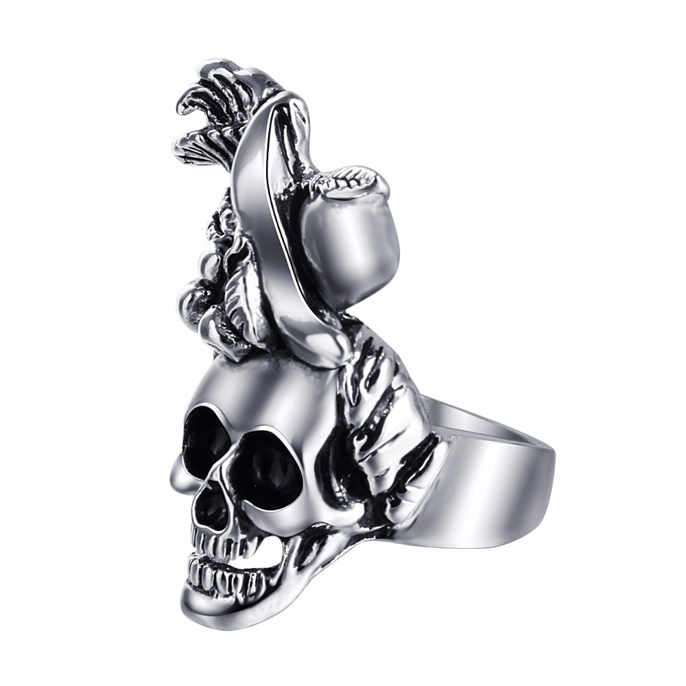Black Friday Stretch EVBEA Exaggerate Rock Roll Punk Skull Silver Men's Rings Party Jewelry Accessories