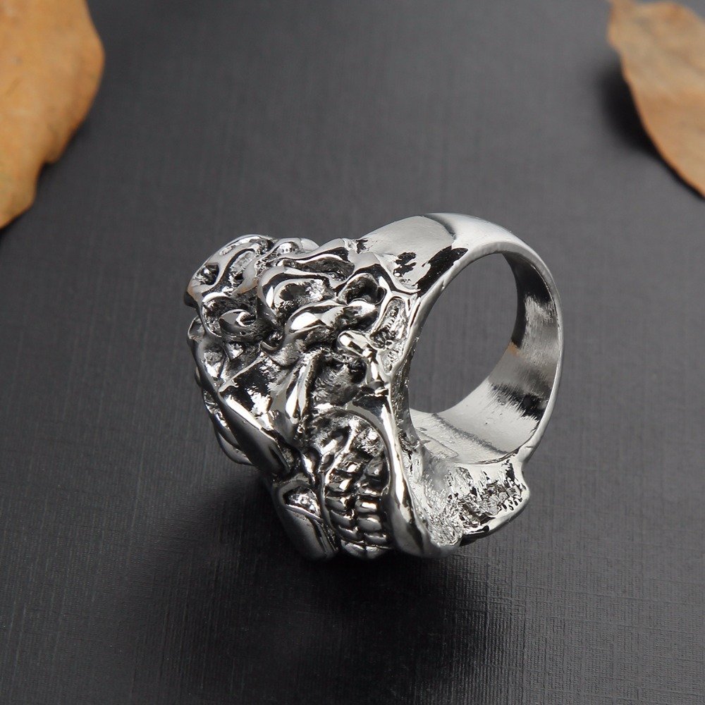 Rap Hip Hop Rock Punk Glases Skull Big Adjustable Silver Plated Rings Bikers Motorcycle Men's & Boys' Jewelry