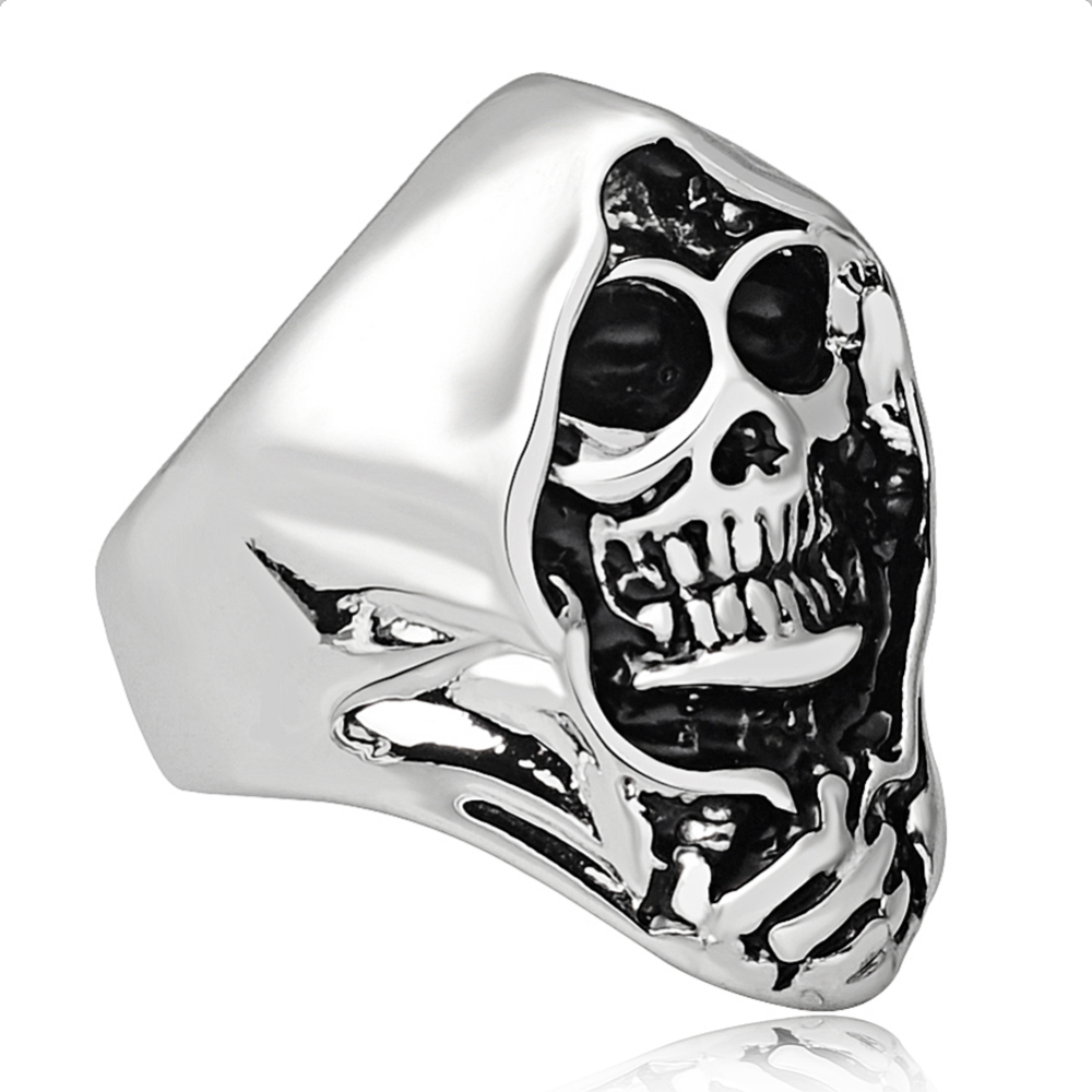 Hip Hop Punk Skull  Bible Adjustable Silver Rings Men Jewelry