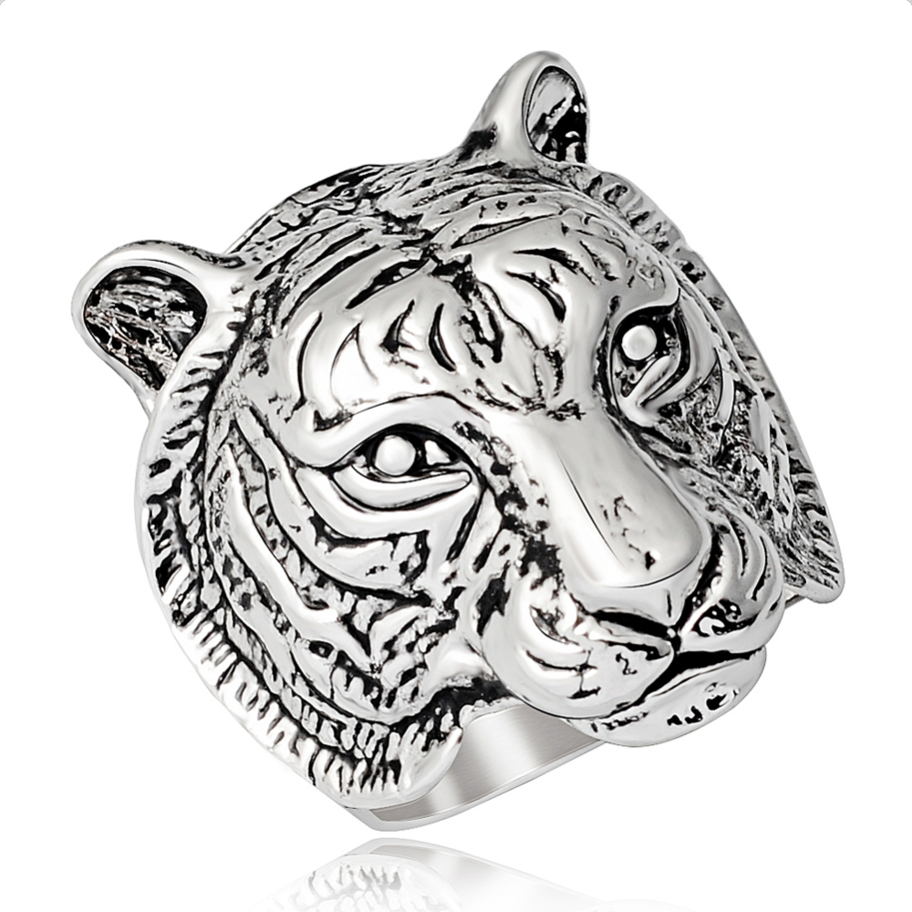Smart ClayLucky Gothic Men's Biker Tiger Skull Skeleton Silver Bikers Ring Jewelry Accessories cnd