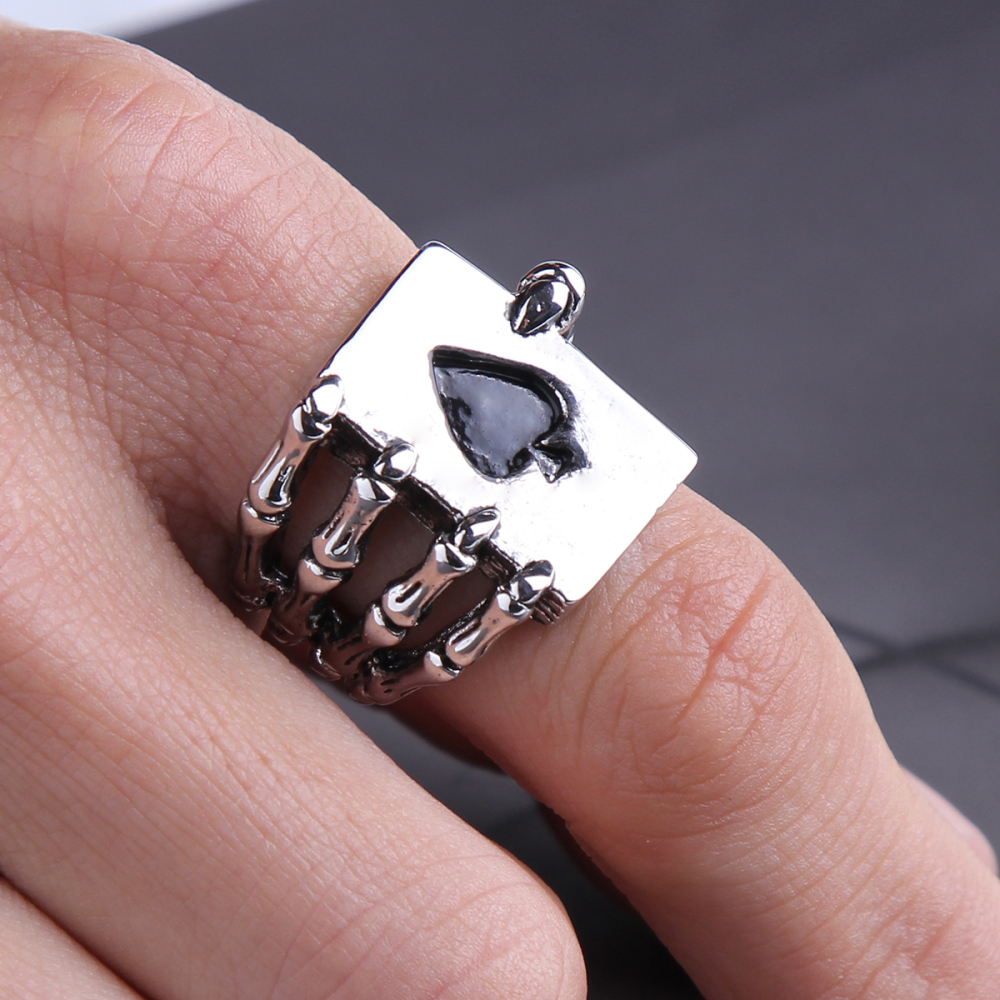 Black Friday Hip Hop Rock Silver Punk Skull Big Adjustable Bikers Motorcycle Rings Men's & Boys' Jewelry