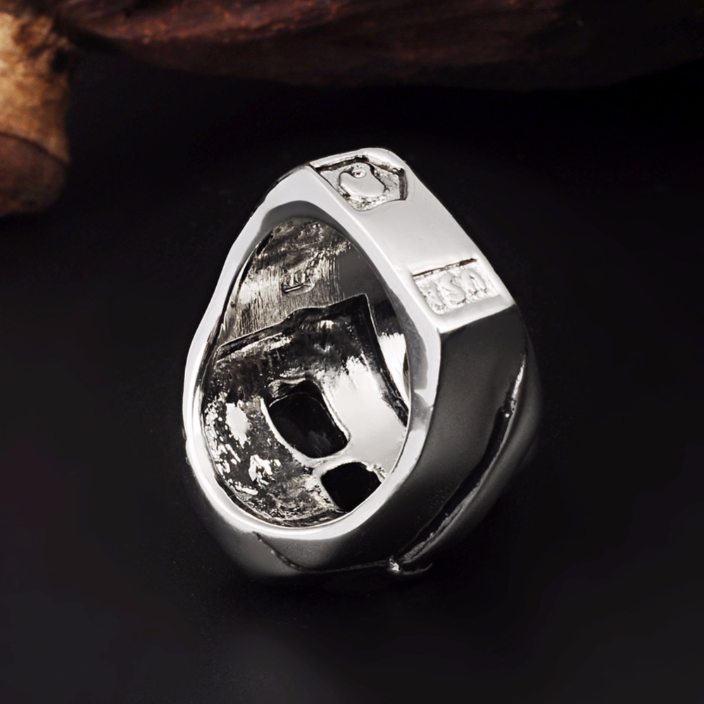 Titanium Alloy Rock Kpop Silver Gothic Punk Unicorn Skull Rotating Big Bikers Bible Rings Men's Jewelry