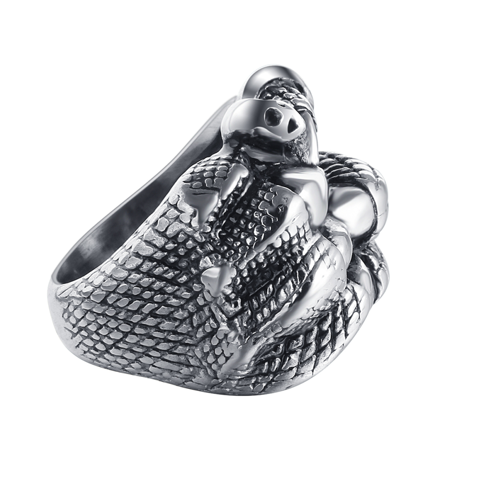 Punk Cool Hip Hop Rock Silver Punk Dragon Skull Big Adjustable Bikers Motorcycle Rings Men's & Boys' Jewelry
