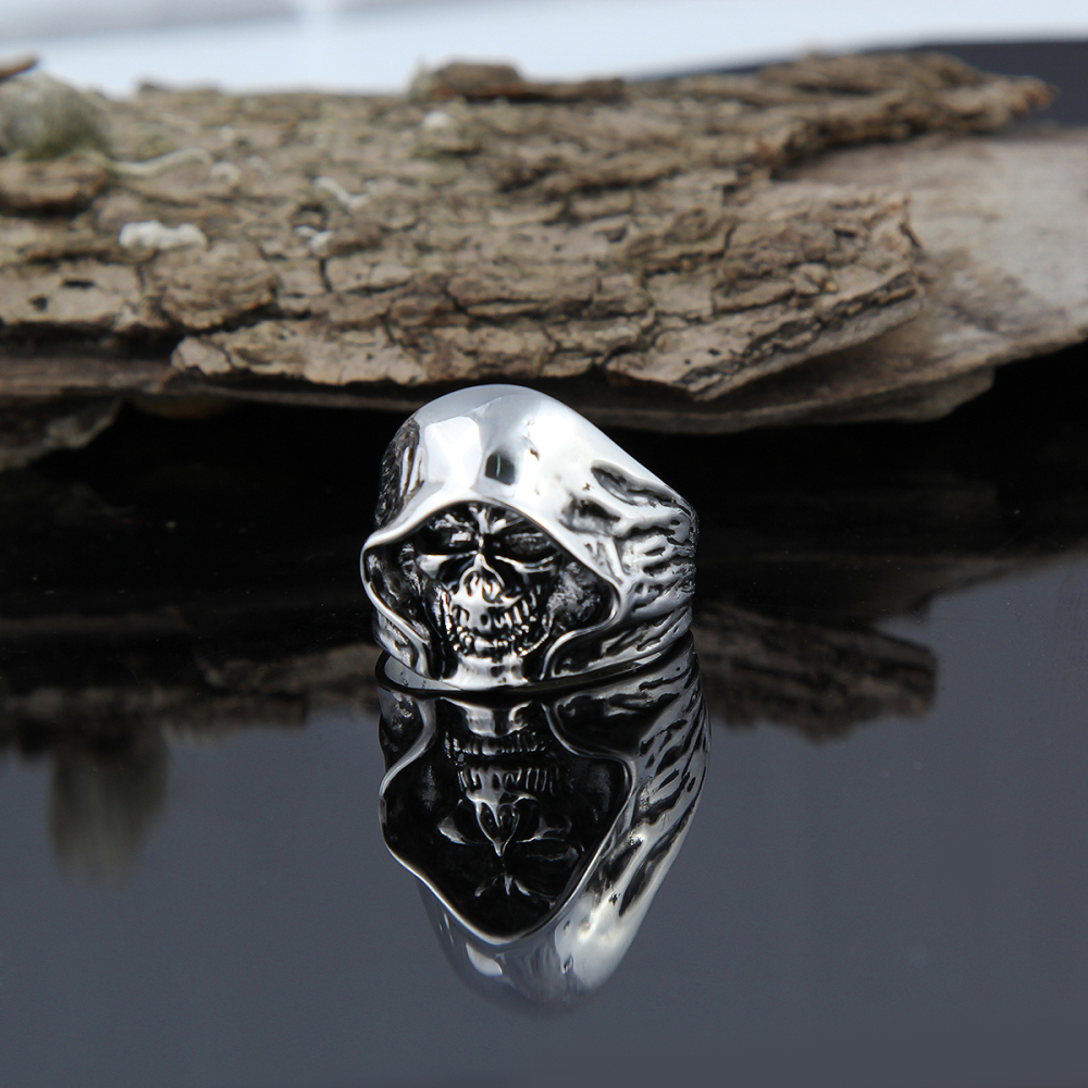 EVBEA Graduation Biker's Motocycle Metal Hell Death Skull Ring for Men and Women Adjustable Size Punk Jewelry Accessoires