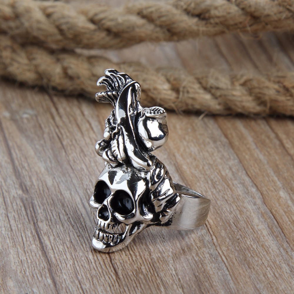 Black Friday Stretch EVBEA Exaggerate Rock Roll Punk Skull Silver Men's Rings Party Jewelry Accessories