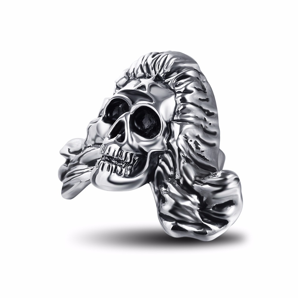 Black Friday Stretch Hip Hop Rock Boho Silver Punk Skull Big Adjustable Bikers Motorcycle Cocktail Rings Men's & Boys' Jewelry
