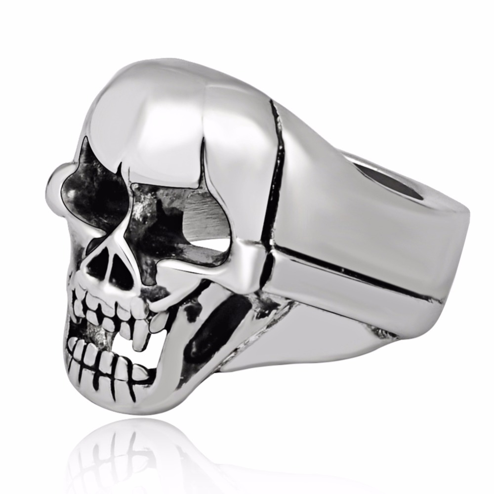 Titanium Alloy Rock Kpop Silver Gothic Punk Unicorn Skull Rotating Big Bikers Bible Rings Men's Jewelry