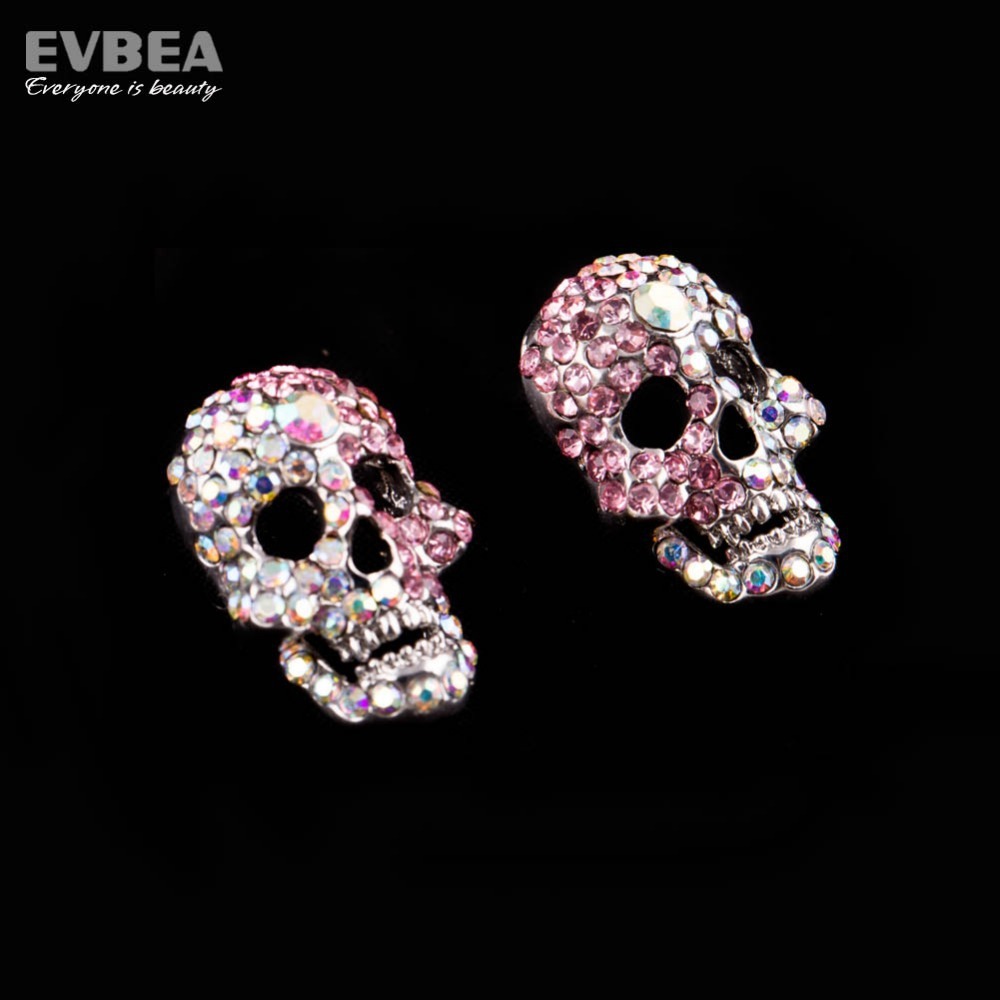 Acrilico Brincos Hip Hop Rock Punk  Silver Plated Skull Earrings Stud Women Fashion Jewelry Accessories