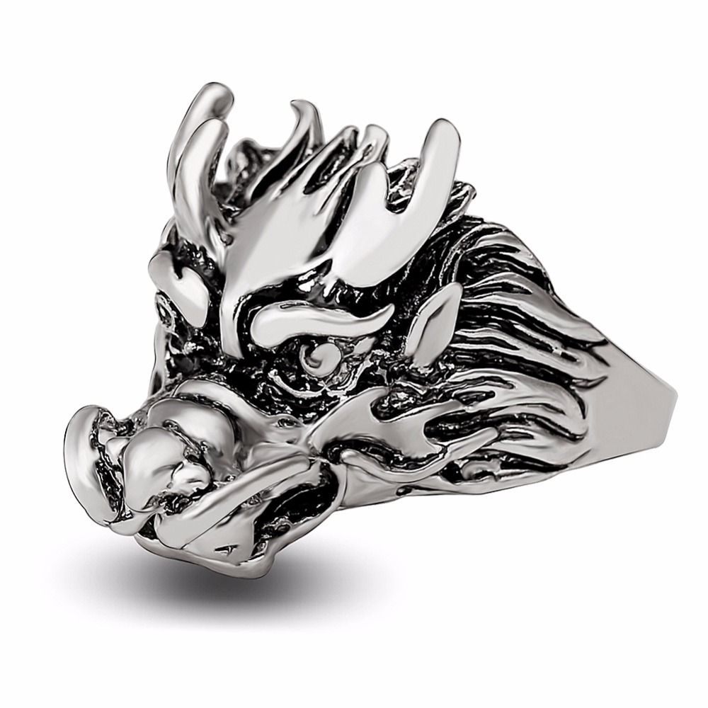 Graduation Stretch Tattoo Rock Roll Punk Bull Adjustable Big Silver Biker Couple Rings Men's Party Jewelry Accessories