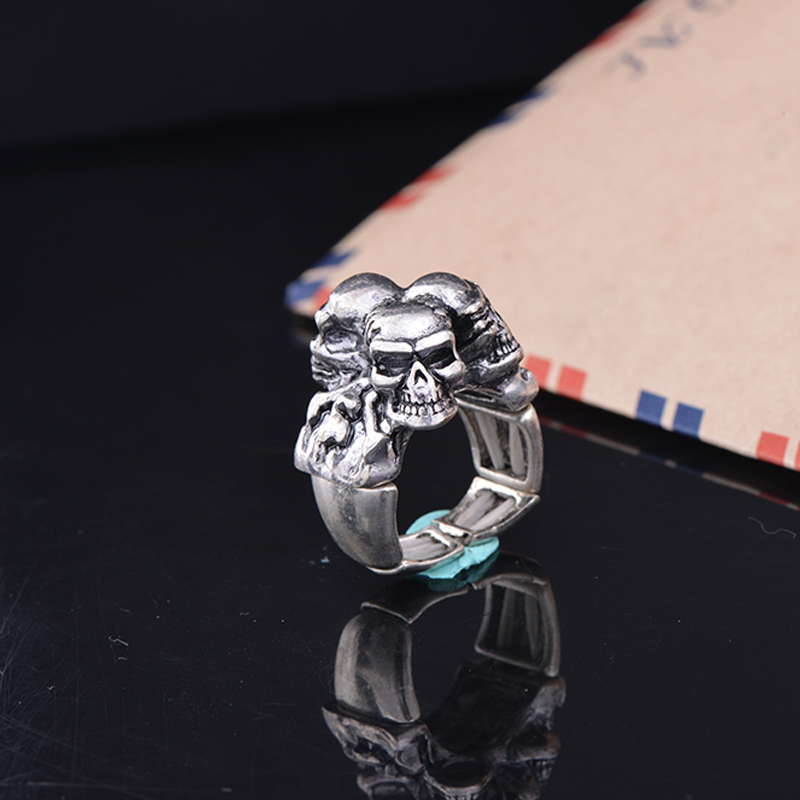 EVBEA Punk Rings Cool Hell Death Skull Ring Man Never Fade Punk Biker Man's High Quality Ring