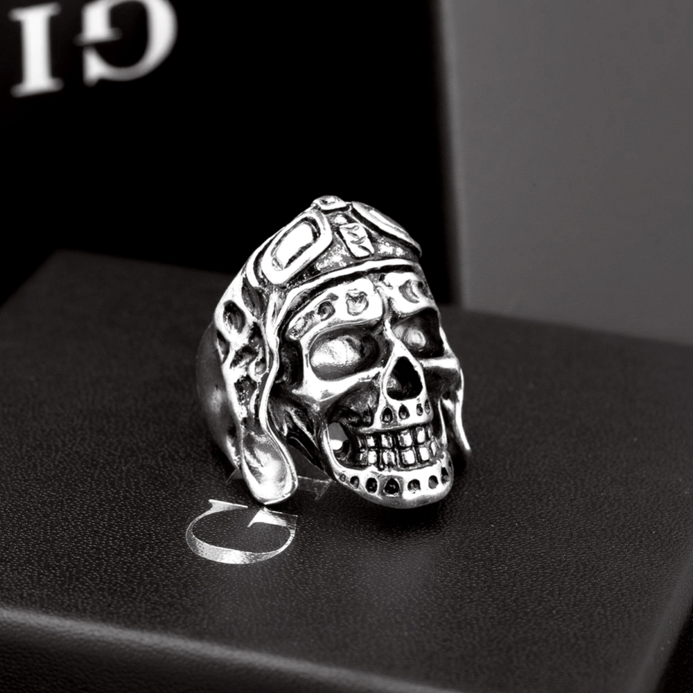 Black Friday Hottest Rock Roll kpop Silver Gothic Punk Skull Big Adjustable Rotating Bikers Bible Rings Men's & Boys' Jewelry