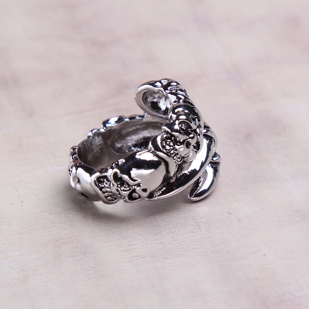 Titanium  Alloy EVBEA Rock Roll Punk Skull Animal Snake Silver Rings Men's Party Jewelry Accessories