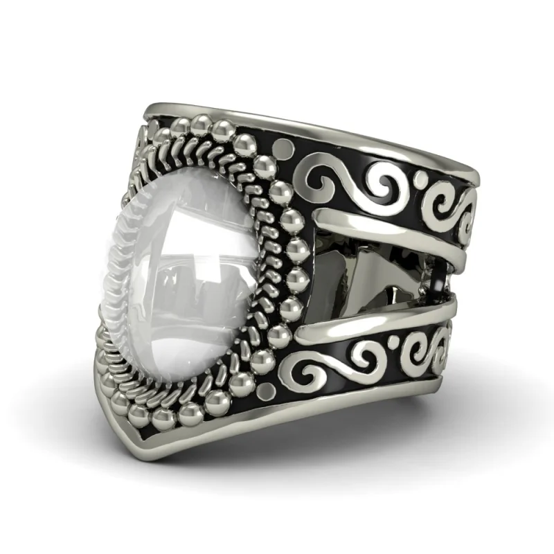EVBEA Punk Ring Gypsy Style Silver Ring Moonstone and Handmade Bike Rock Ring Jewelry 2017 Newest Design