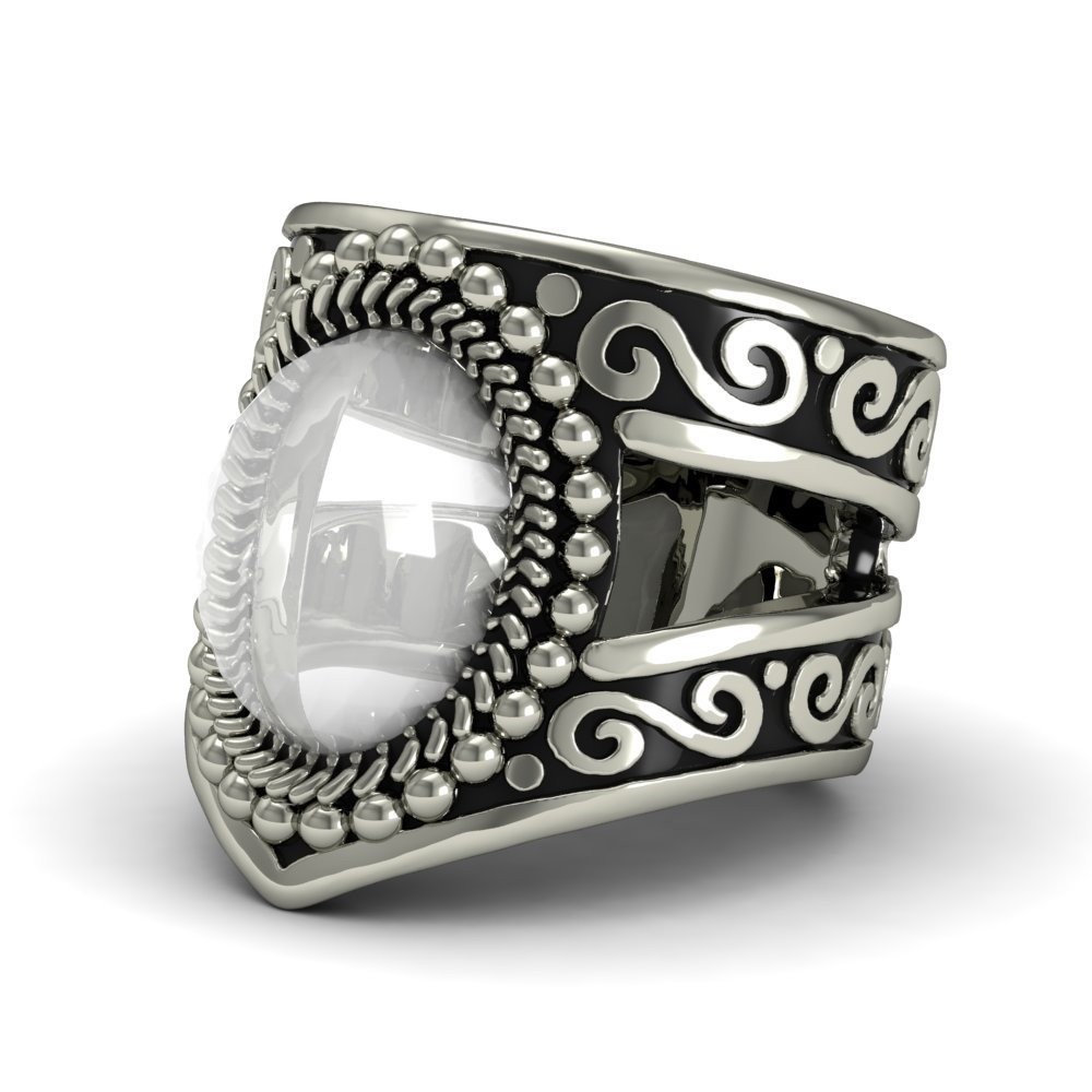 EVBEA Punk Ring Gypsy Style Silver Ring Moonstone and Handmade Bike Rock Ring Jewelry 2017 Newest Design