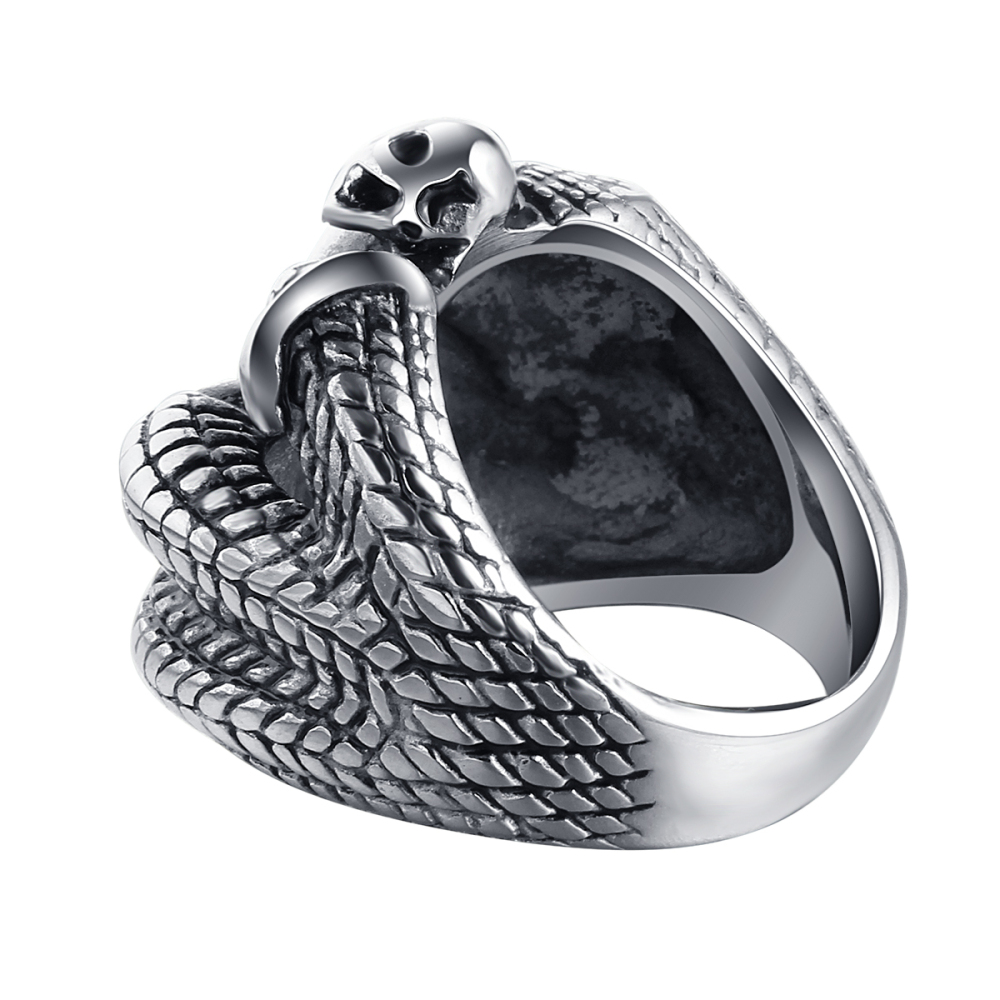 Punk Cool Hip Hop Rock Silver Punk Dragon Skull Big Adjustable Bikers Motorcycle Rings Men's & Boys' Jewelry