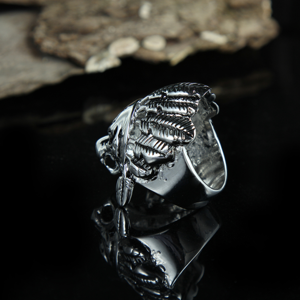 Boho Cool  Hip Hop Rock Silver Punk Skull Big Adjustable Bikers Motorcycle Rings Men's & Boys' Jewelry Wedding Gift