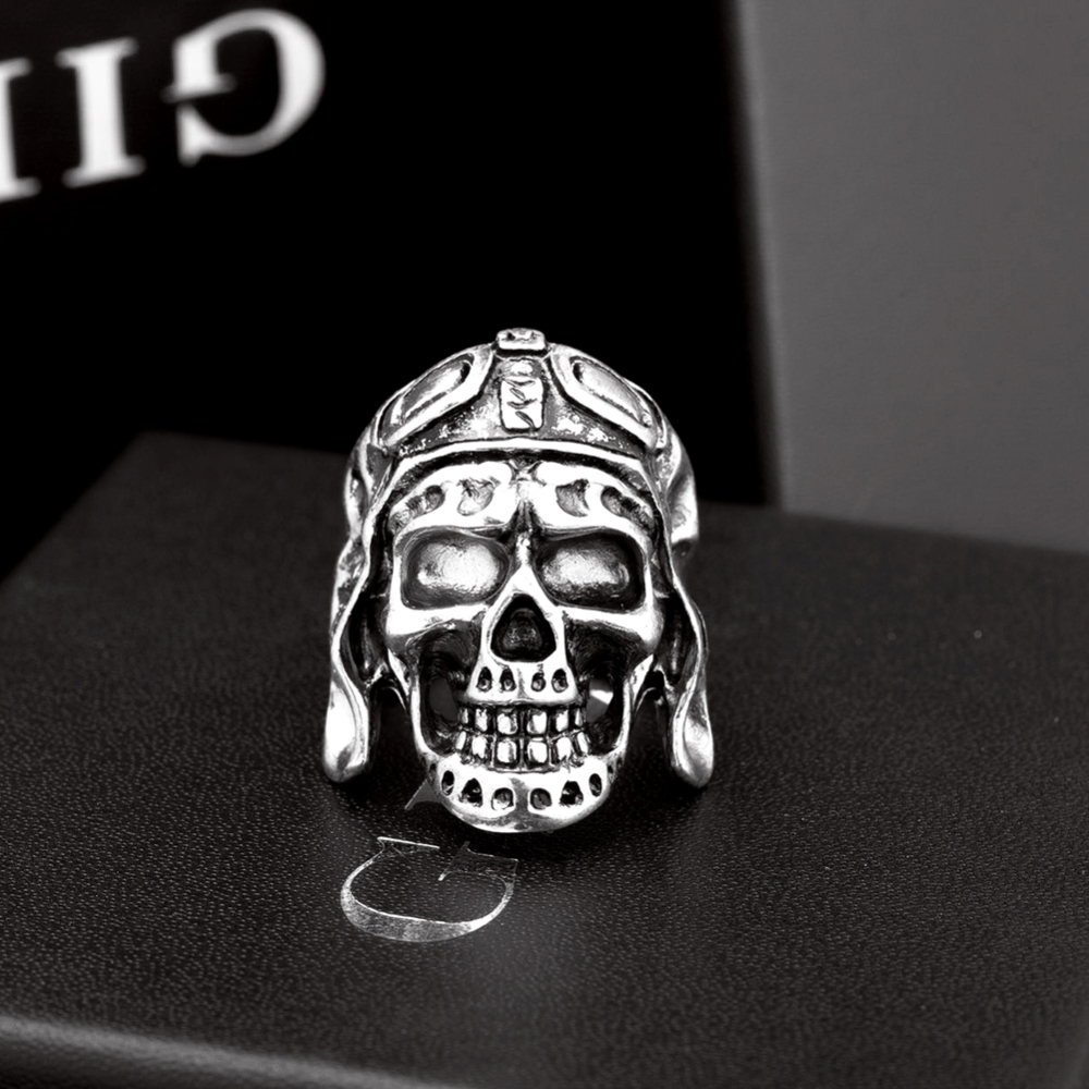 Black Friday Hottest Rock Roll kpop Silver Gothic Punk Skull Big Adjustable Rotating Bikers Bible Rings Men's & Boys' Jewelry