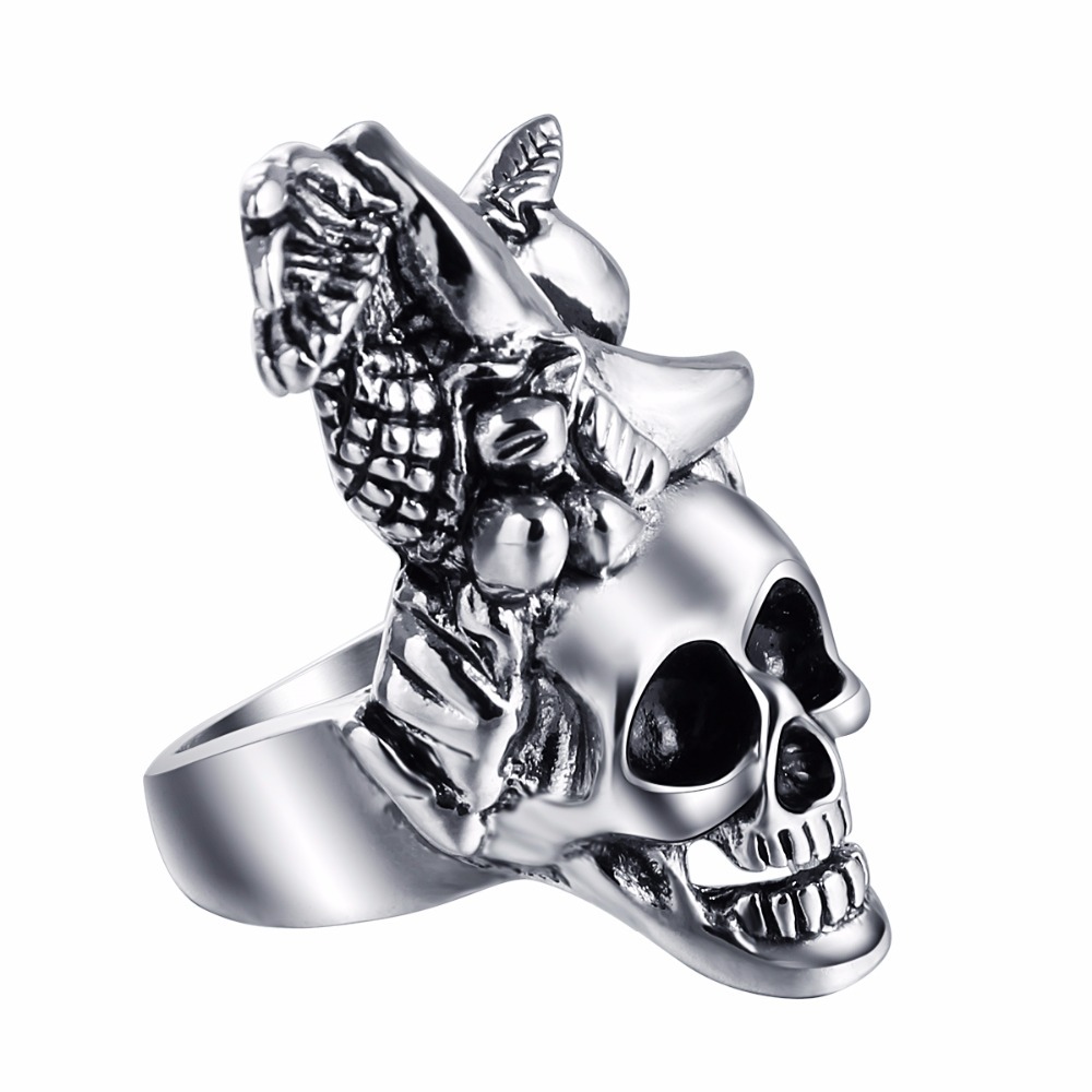 Black Friday Stretch EVBEA Exaggerate Rock Roll Punk Skull Silver Men's Rings Party Jewelry Accessories