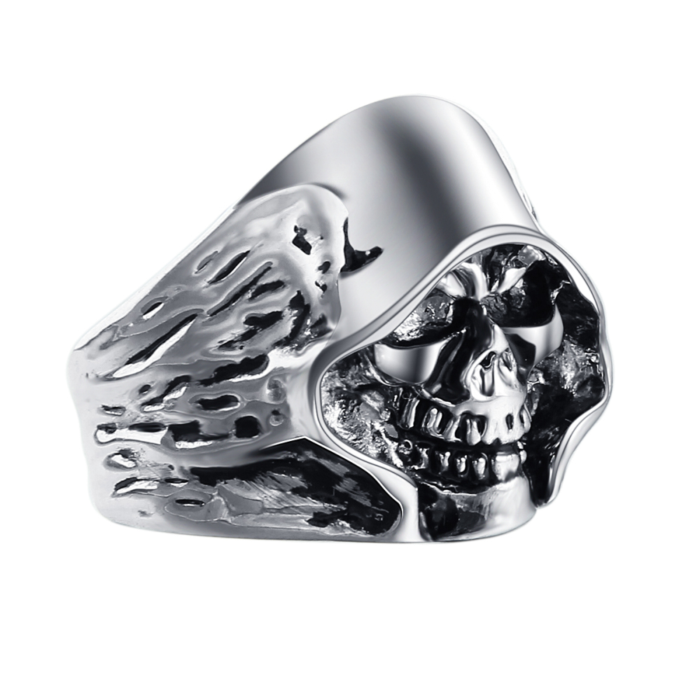 EVBEA Graduation Biker's Motocycle Metal Hell Death Skull Ring for Men and Women Adjustable Size Punk Jewelry Accessoires